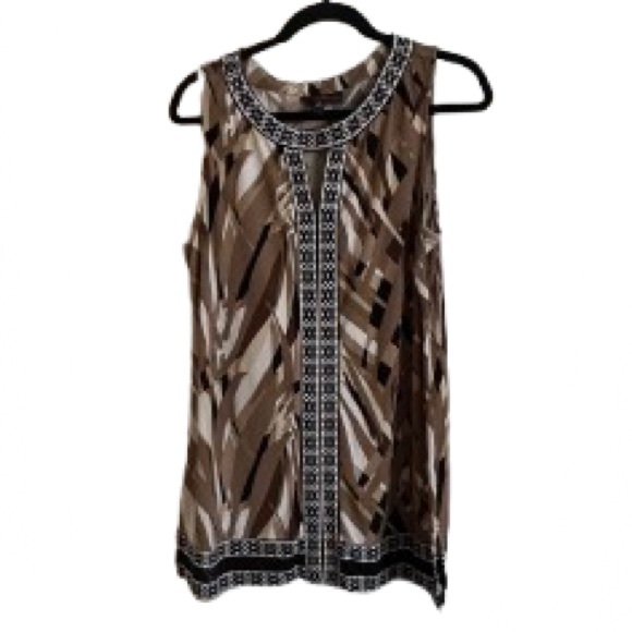Dana Buchman Tops - Dana Buchman Brown Cream and Black Patterned Sleeveless Blouse - Size L